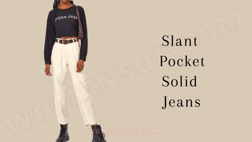 slant pocket jeans shein