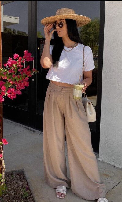 wide leg trousers casual outfit ideas (1)