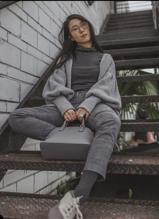 what to wear with a dark grey cardigan