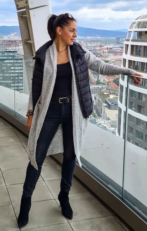 what to wear with a light grey cardigan