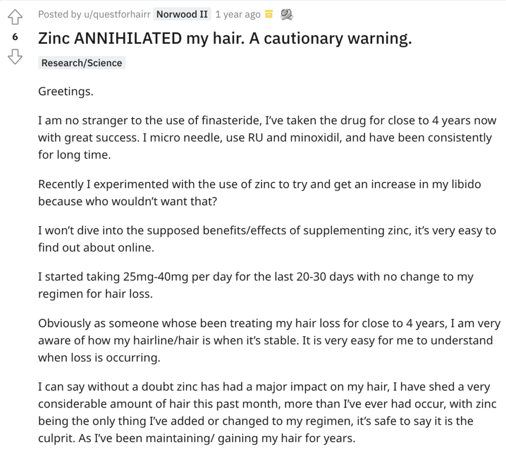 Zinc ANNIHILATED my hair reddit