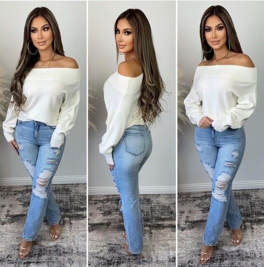 what tops to wear with ripped jeans