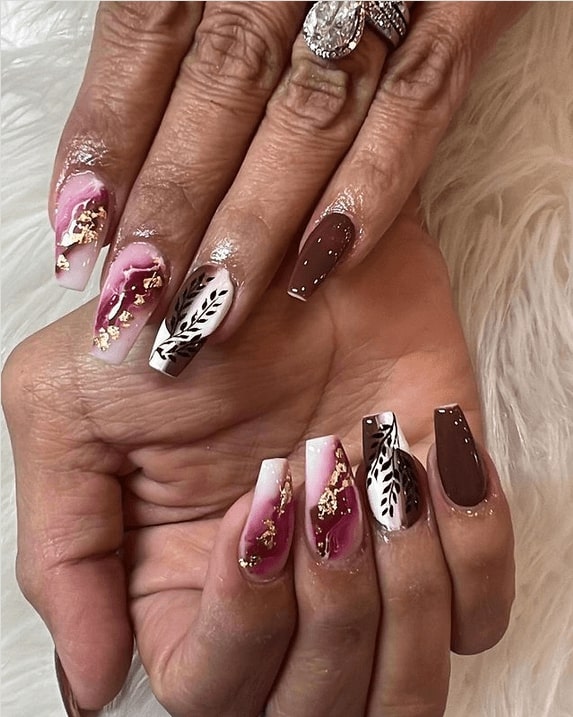 purple Ombre nails with design