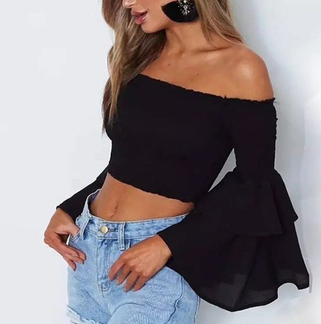 bell sleeve crop top
