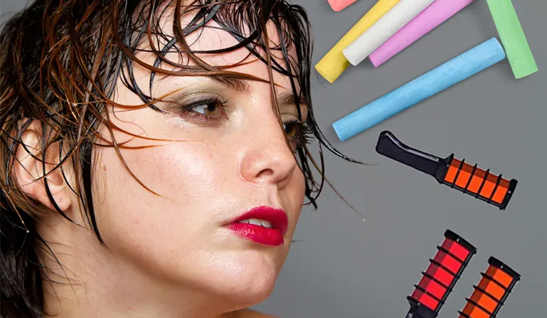 Hair chalk application on wet hair