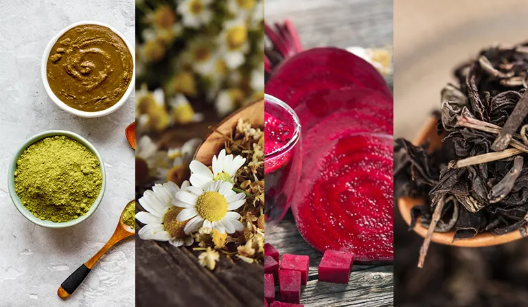 natural plant and vegetable-based dyes in hair dye