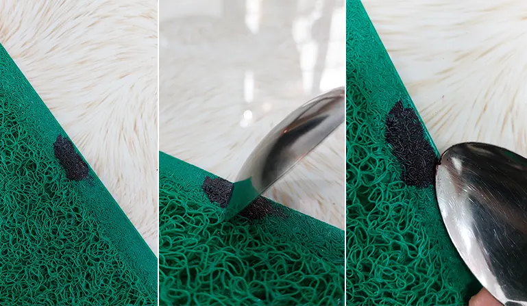 Scraping the nail polish using a spoon