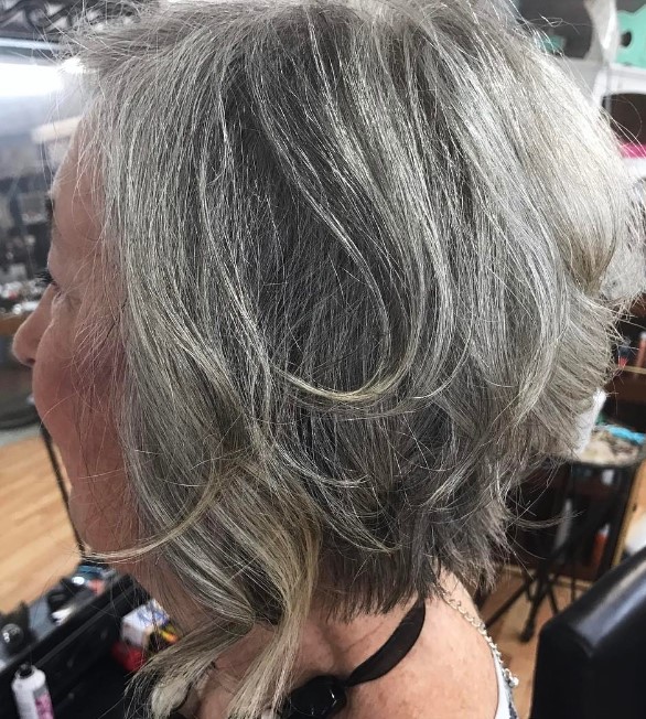 Asymmetrical Layers with Greyish Blonde Look