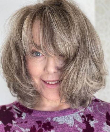 Layered Bob Style with Long Bangs